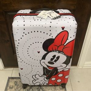 NWT DISNEY MINNIE MOUSE LARGE 28’ HARDSHELL TRAVEL LUGGAGE